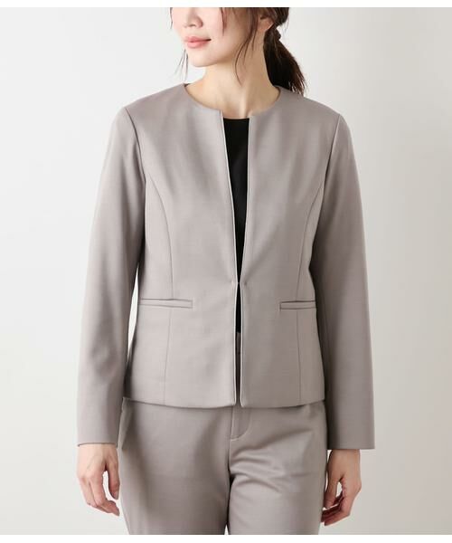 NEWYORKER L-SIZE / ニューヨーカー エルサイズ テーラードジャケット | モクロディクリア ノーカラージャケット | 詳細1