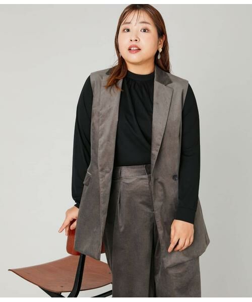 NEWYORKER L-SIZE / ニューヨーカー エルサイズ テーラードジャケット | ライトコール ダブルブレストジレ(グレー)