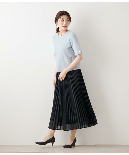 NEWYORKER L-SIZE / ニューヨーカー エルサイズ ミニ・ひざ丈スカート | リサイクルポリエステルシアーローン プリーツスカート | 詳細14