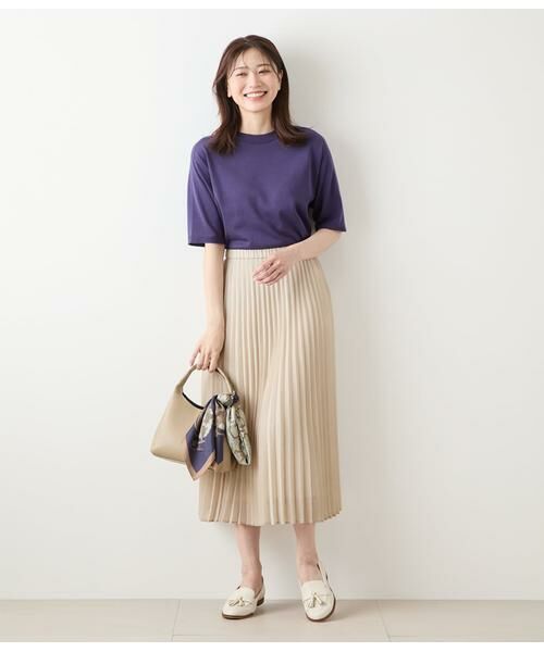 NEWYORKER L-SIZE / ニューヨーカー エルサイズ ミニ・ひざ丈スカート | リサイクルポリエステルシアーローン プリーツスカート | 詳細5