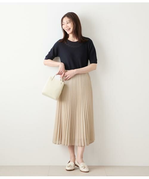 NEWYORKER L-SIZE / ニューヨーカー エルサイズ ミニ・ひざ丈スカート | リサイクルポリエステルシアーローン プリーツスカート | 詳細6