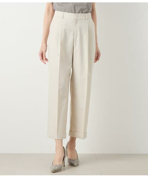NEWYORKER L-SIZE / ニューヨーカー エルサイズ その他パンツ | リネンライクストレッチ ワンタックワイドパンツ | 詳細1