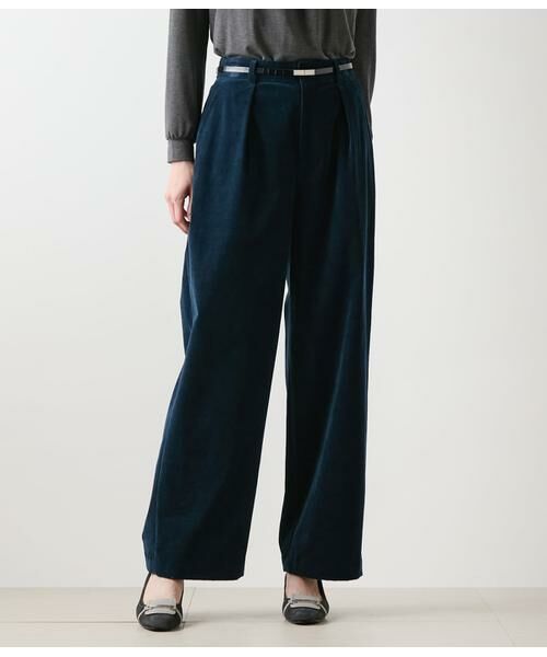 NEWYORKER L-SIZE / ニューヨーカー エルサイズ チノ・ワークパンツ | ライトコール ワイドパンツ(ネイビー)