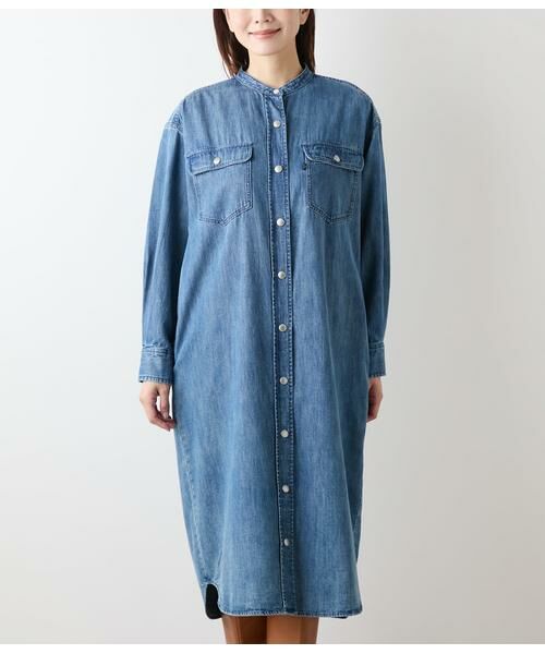 NEWYORKER L-SIZE / ニューヨーカー エルサイズ ミニ丈・ひざ丈ワンピース | EDWIN 6.5オンス デニムシャツワンピース | 詳細1
