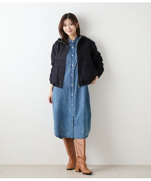 NEWYORKER L-SIZE / ニューヨーカー エルサイズ ミニ丈・ひざ丈ワンピース | EDWIN 6.5オンス デニムシャツワンピース | 詳細13