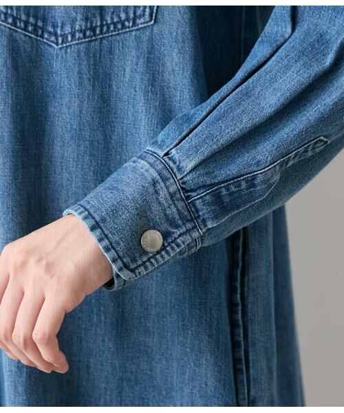 NEWYORKER L-SIZE / ニューヨーカー エルサイズ ミニ丈・ひざ丈ワンピース | EDWIN 6.5オンス デニムシャツワンピース | 詳細4