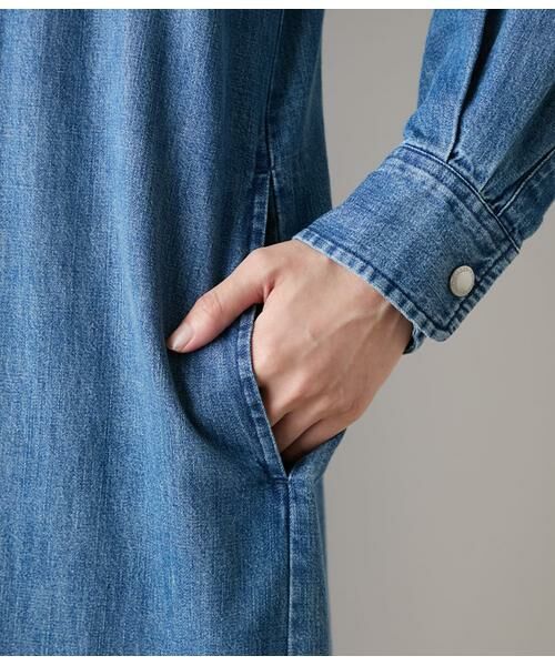 NEWYORKER L-SIZE / ニューヨーカー エルサイズ ミニ丈・ひざ丈ワンピース | EDWIN 6.5オンス デニムシャツワンピース | 詳細5