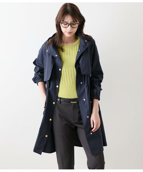 NEWYORKER L-SIZE/ニューヨーカー エルサイズ TCナチュラルクロス フード付きアウター ネイビー L15号 NEWYORKER L-SIZE/ニューヨーカー エルサイズ TCナチュラルクロス フード付きアウター ネイビー L15号