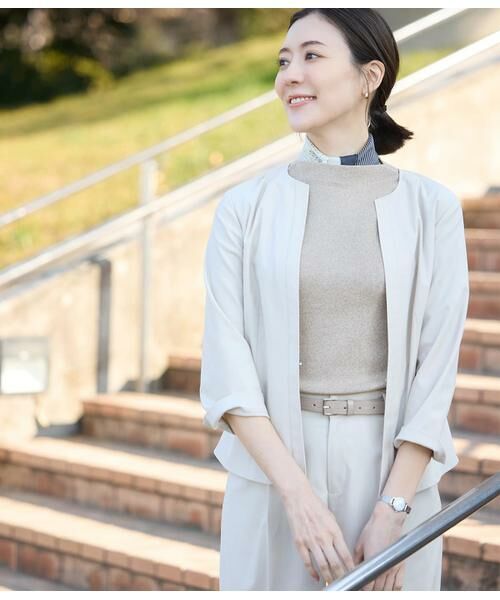 NEWYORKER L-SIZE / ニューヨーカー エルサイズ シャツ・ブラウス | リネンライクストレッチ ノーカラーブラウス | 詳細11