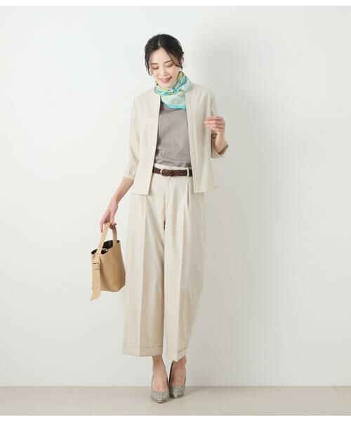 NEWYORKER L-SIZE / ニューヨーカー エルサイズ シャツ・ブラウス | リネンライクストレッチ ノーカラーブラウス | 詳細9