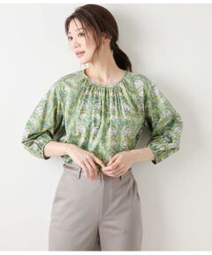 NEWYORKER L-SIZE / ニューヨーカー エルサイズ シャツ・ブラウス | リバティ ウィリアム・モリス アフリカンマリーゴールド フロントギャザー7分袖ブラウス