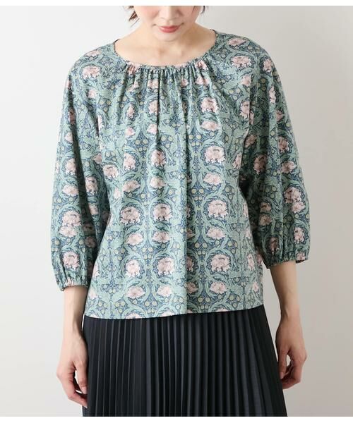 NEWYORKER L-SIZE / ニューヨーカー エルサイズ シャツ・ブラウス | リバティ ウィリアム・モリス アフリカンマリーゴールド フロントギャザー7分袖ブラウス | 詳細1