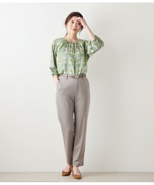 NEWYORKER L-SIZE / ニューヨーカー エルサイズ シャツ・ブラウス | リバティ ウィリアム・モリス アフリカンマリーゴールド フロントギャザー7分袖ブラウス | 詳細7