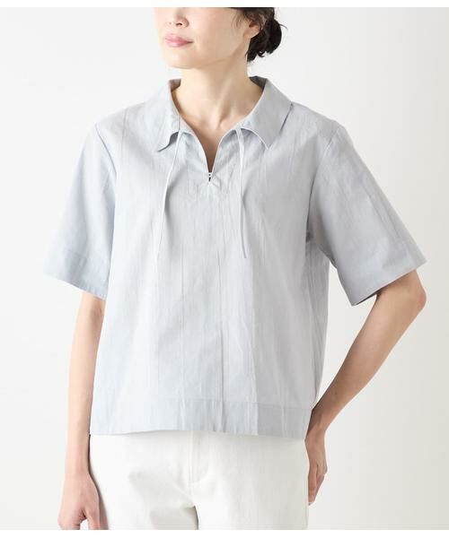 NEWYORKER L-SIZE / ニューヨーカー エルサイズ シャツ・ブラウス | コットンリネンドビーストライプ プルオーバーブラウス | 詳細1