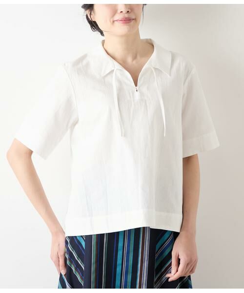 NEWYORKER L-SIZE / ニューヨーカー エルサイズ シャツ・ブラウス | コットンリネンドビーストライプ プルオーバーブラウス | 詳細9