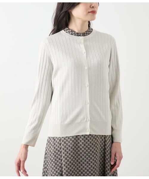 NEWYORKER L-SIZE / ニューヨーカー エルサイズ カーディガン・ボレロ | ヴィスコースポリエステル ワイドリブ9分袖クル―ネックカーディガン | 詳細10