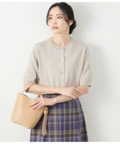 NEWYORKER L-SIZE / ニューヨーカー エルサイズ カーディガン・ボレロ | リネンライクワッフル クルーネック5分袖カーディガン