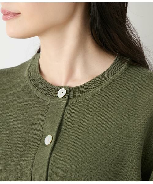 NEWYORKER L-SIZE / ニューヨーカー エルサイズ カーディガン・ボレロ | リネンライクワッフル クルーネック5分袖カーディガン | 詳細3