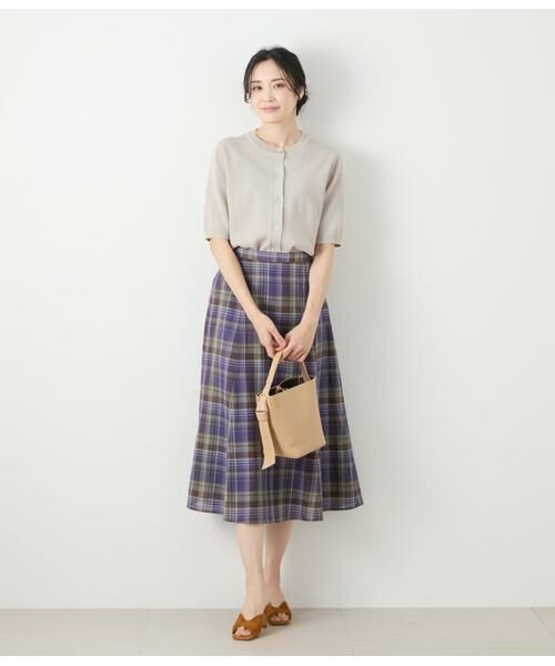 NEWYORKER L-SIZE / ニューヨーカー エルサイズ カーディガン・ボレロ | リネンライクワッフル クルーネック5分袖カーディガン | 詳細8