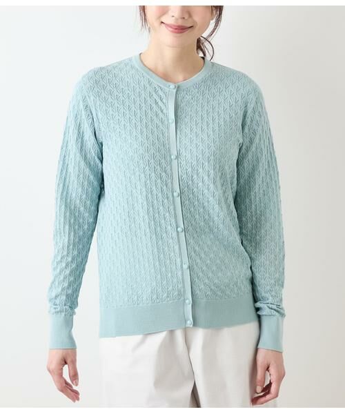 NEWYORKER L-SIZE / ニューヨーカー エルサイズ カーディガン・ボレロ | TCホールガーメント(R)  透かし柄カーディガン | 詳細1