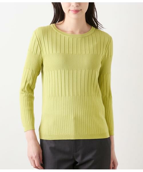 NEWYORKER L-SIZE / ニューヨーカー エルサイズ ニット・セーター | レーヨンポリストレッチ 7分袖クルーネックプルオーバー | 詳細1