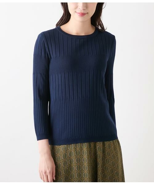 NEWYORKER L-SIZE / ニューヨーカー エルサイズ ニット・セーター | レーヨンポリストレッチ 7分袖クルーネックプルオーバー | 詳細11