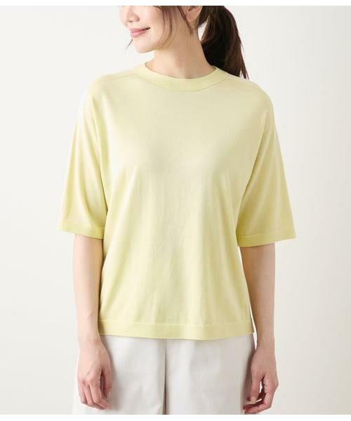 NEWYORKER L-SIZE / ニューヨーカー エルサイズ ニット・セーター | ギザコットンホールガーメント(R) 5分袖プルオーバー | 詳細1