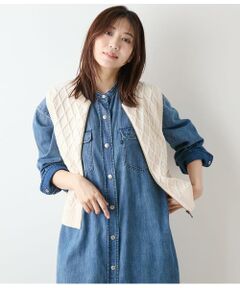 NEWYORKER L-SIZE / ニューヨーカー エルサイズ ベスト | ウール混リリヤーン ダイヤ柄ニットベスト