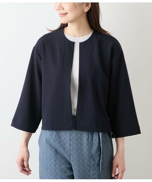 NEWYORKER L-SIZE / ニューヨーカー エルサイズ カットソー | ジョーゼットダンボール 7分袖着流しカーディガン | 詳細6