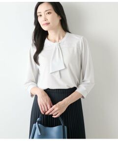 NEWYORKER L-SIZE / ニューヨーカー エルサイズ カットソー | トリアセ強撚スムース 7分袖ボウタイカットソー