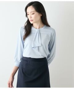 NEWYORKER L-SIZE / ニューヨーカー エルサイズ カットソー | トリアセ強撚スムース 7分袖ボウタイカットソー