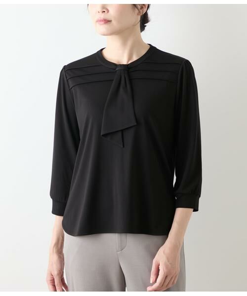 NEWYORKER L-SIZE / ニューヨーカー エルサイズ カットソー | トリアセ強撚スムース 7分袖ボウタイカットソー | 詳細12