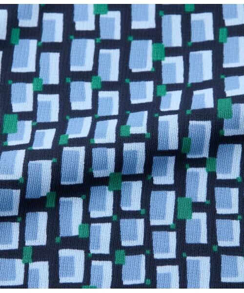 NEWYORKER L-SIZE / ニューヨーカー エルサイズ ミニ丈・ひざ丈ワンピース | ポリエステル強撚スムース 幾何学プリント フレンチスリーブワンピース | 詳細5