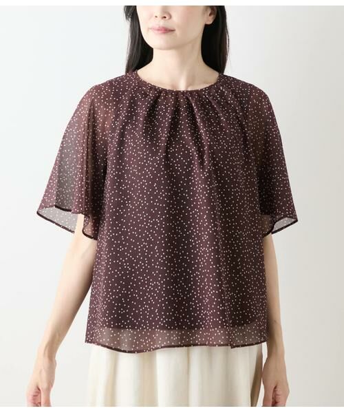 NEWYORKER L-SIZE / ニューヨーカー エルサイズ Tシャツ | ドット楊柳 フレアスリーブブラウス&タンクトップ | 詳細1