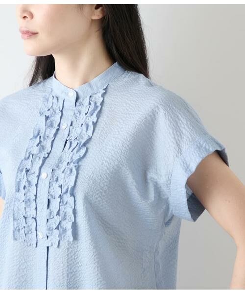 NEWYORKER L-SIZE / ニューヨーカー エルサイズ Tシャツ | ウェーブコットン フレンチスリーブフリルブラウス | 詳細3