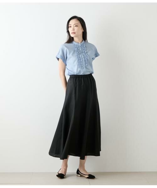 NEWYORKER L-SIZE / ニューヨーカー エルサイズ Tシャツ | ウェーブコットン フレンチスリーブフリルブラウス | 詳細4