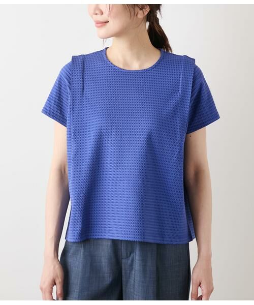 NEWYORKER L-SIZE / ニューヨーカー エルサイズ Tシャツ | 格子サッカージャカードシルケット ショルダータックカットソー | 詳細1