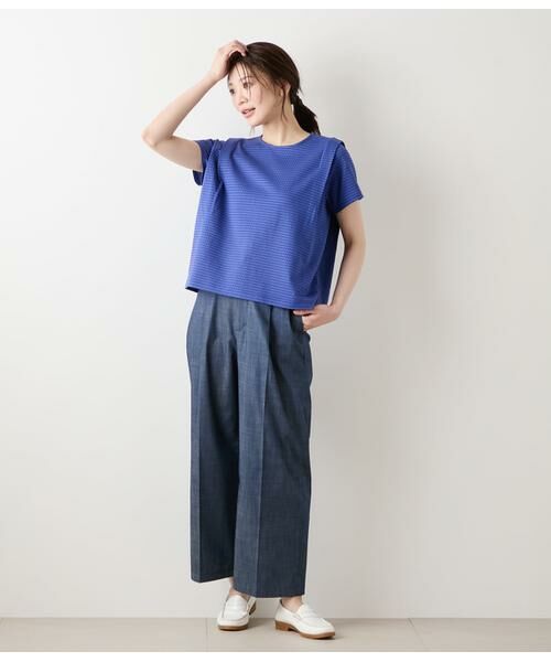 NEWYORKER L-SIZE / ニューヨーカー エルサイズ Tシャツ | 格子サッカージャカードシルケット ショルダータックカットソー | 詳細5