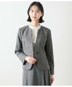 NEWYORKER L-SIZE / ニューヨーカー エルサイズ テーラードジャケット | ウールシルクピンヘッド ノーカラー1釦ジャケット