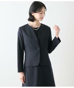 NEWYORKER L-SIZE / ニューヨーカー エルサイズ テーラードジャケット | ウールシルクピンヘッド ノーカラー1釦ジャケット