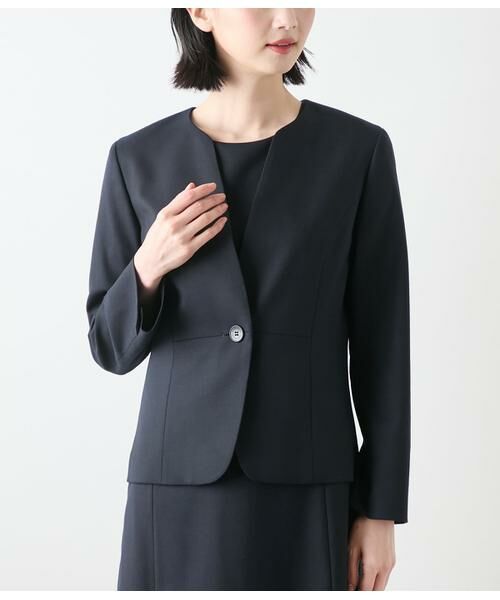 NEWYORKER L-SIZE / ニューヨーカー エルサイズ テーラードジャケット | ウールシルクピンヘッド ノーカラー1釦ジャケット | 詳細10