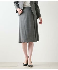 NEWYORKER L-SIZE / ニューヨーカー エルサイズ ミニ・ひざ丈スカート | ウールシルクピンヘッド タックスカート