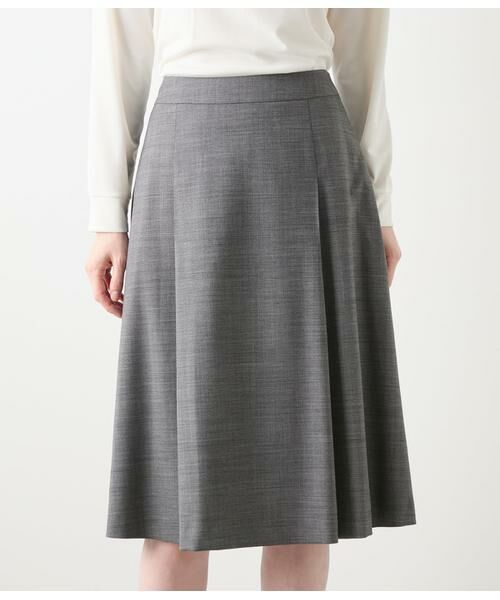 NEWYORKER L-SIZE / ニューヨーカー エルサイズ ミニ・ひざ丈スカート | ウールシルクピンヘッド タックスカート | 詳細1