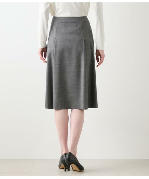NEWYORKER L-SIZE / ニューヨーカー エルサイズ ミニ・ひざ丈スカート | ウールシルクピンヘッド タックスカート | 詳細2