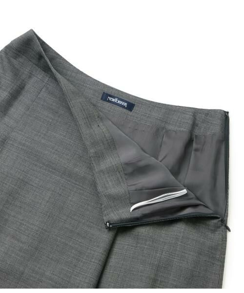 NEWYORKER L-SIZE / ニューヨーカー エルサイズ ミニ・ひざ丈スカート | ウールシルクピンヘッド タックスカート | 詳細3