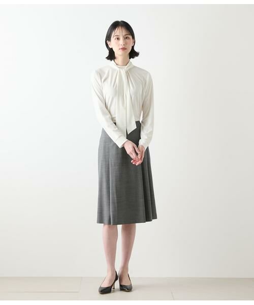 NEWYORKER L-SIZE / ニューヨーカー エルサイズ ミニ・ひざ丈スカート | ウールシルクピンヘッド タックスカート | 詳細4