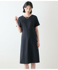 NEWYORKER L-SIZE / ニューヨーカー エルサイズ ミニ丈・ひざ丈ワンピース | ウールシルクピンヘッド パネルウエスト切替えワンピース