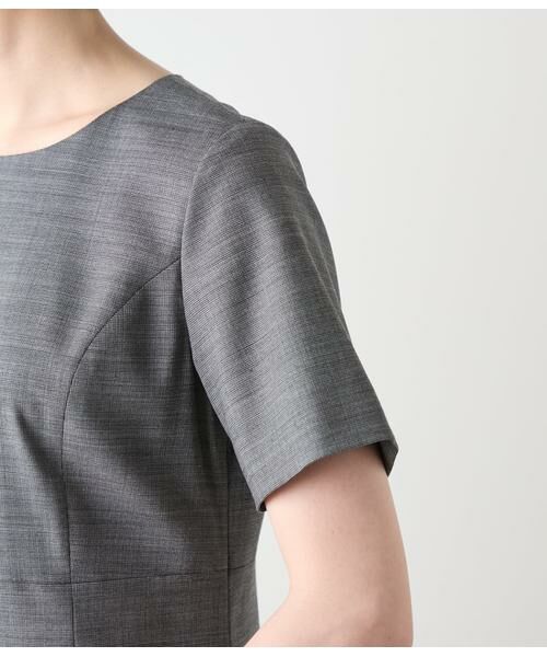 NEWYORKER L-SIZE / ニューヨーカー エルサイズ ミニ丈・ひざ丈ワンピース | ウールシルクピンヘッド パネルウエスト切替えワンピース | 詳細3