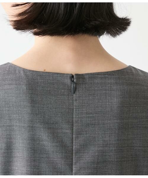 NEWYORKER L-SIZE / ニューヨーカー エルサイズ ミニ丈・ひざ丈ワンピース | ウールシルクピンヘッド パネルウエスト切替えワンピース | 詳細5