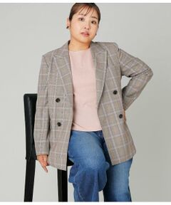 NEWYORKER L-SIZE / ニューヨーカー エルサイズ テーラードジャケット | カラードグレンチェック ピークドラペルダブルブレストジャケット